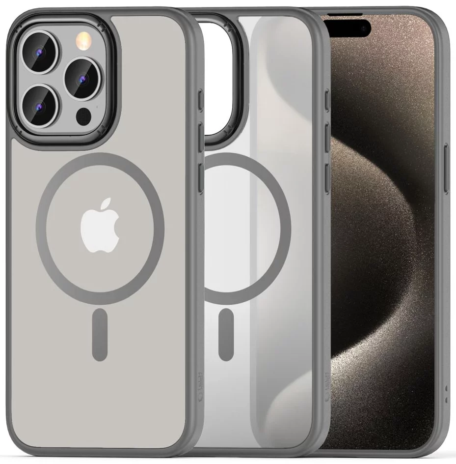 Custodia ibrida antiurto per iPhone 15/ Pro/ Pro Max compatibile con MagSafe – Cover posteriore in PC, TPU, metallo e magneti